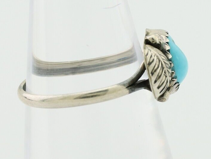 Navajo Ring 925 Silver Sleeping Beauty Turquoise Native American Artist C.80's