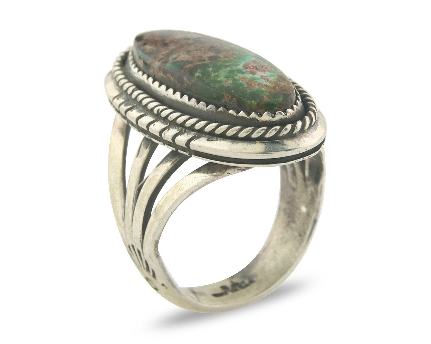 Vintage Navajo Ring 925 Sterling Authentic Turquoise Artist Signed TS Size 8.5