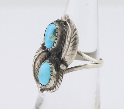 Navajo Ring 925 Silver Natural Blue Turquoise Artist Signed MC C.80's
