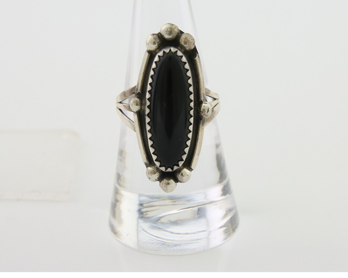 Navajo Handmade Ring 925 Silver Black Onyx Artist Signed SC C.80's