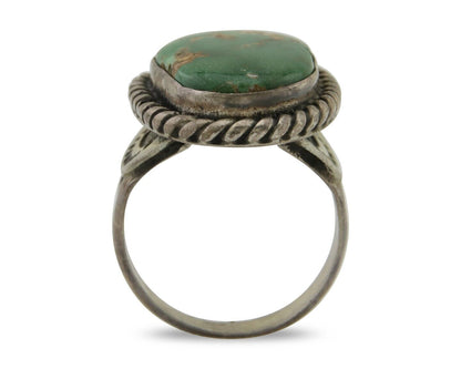 Men Navajo Ring 925 Silver Natural Slab Turquoise Signed Sunset C.80's