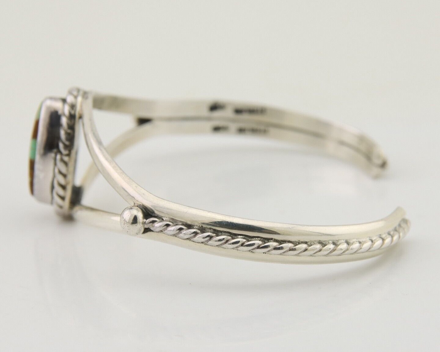 Navajo Bracelet 925 Silver Blue Turquoise Artist Signed Gecko C.80's