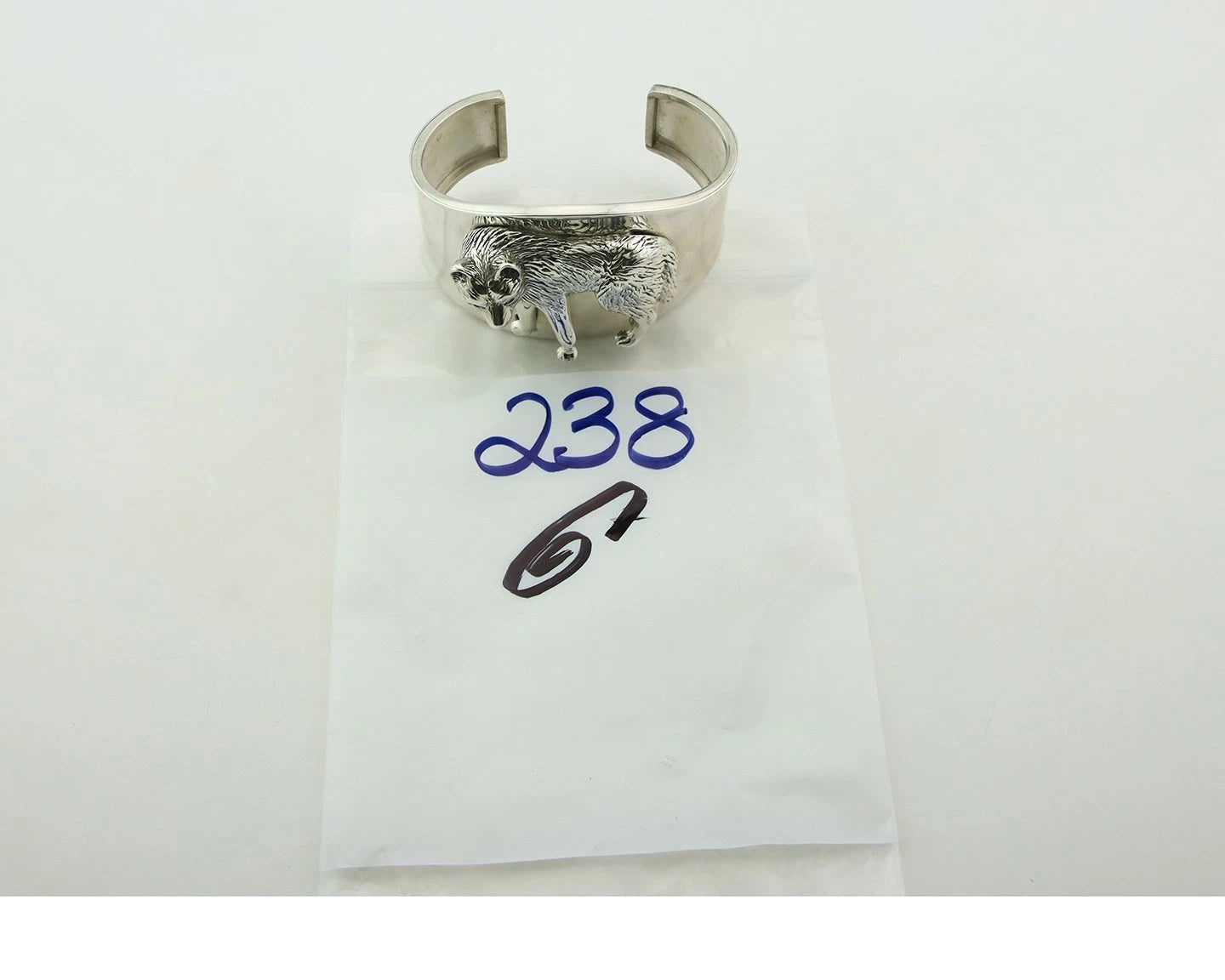 Navajo Cuff Bracelet Sterling Silver Wolf Vintage Signed Carol Felley