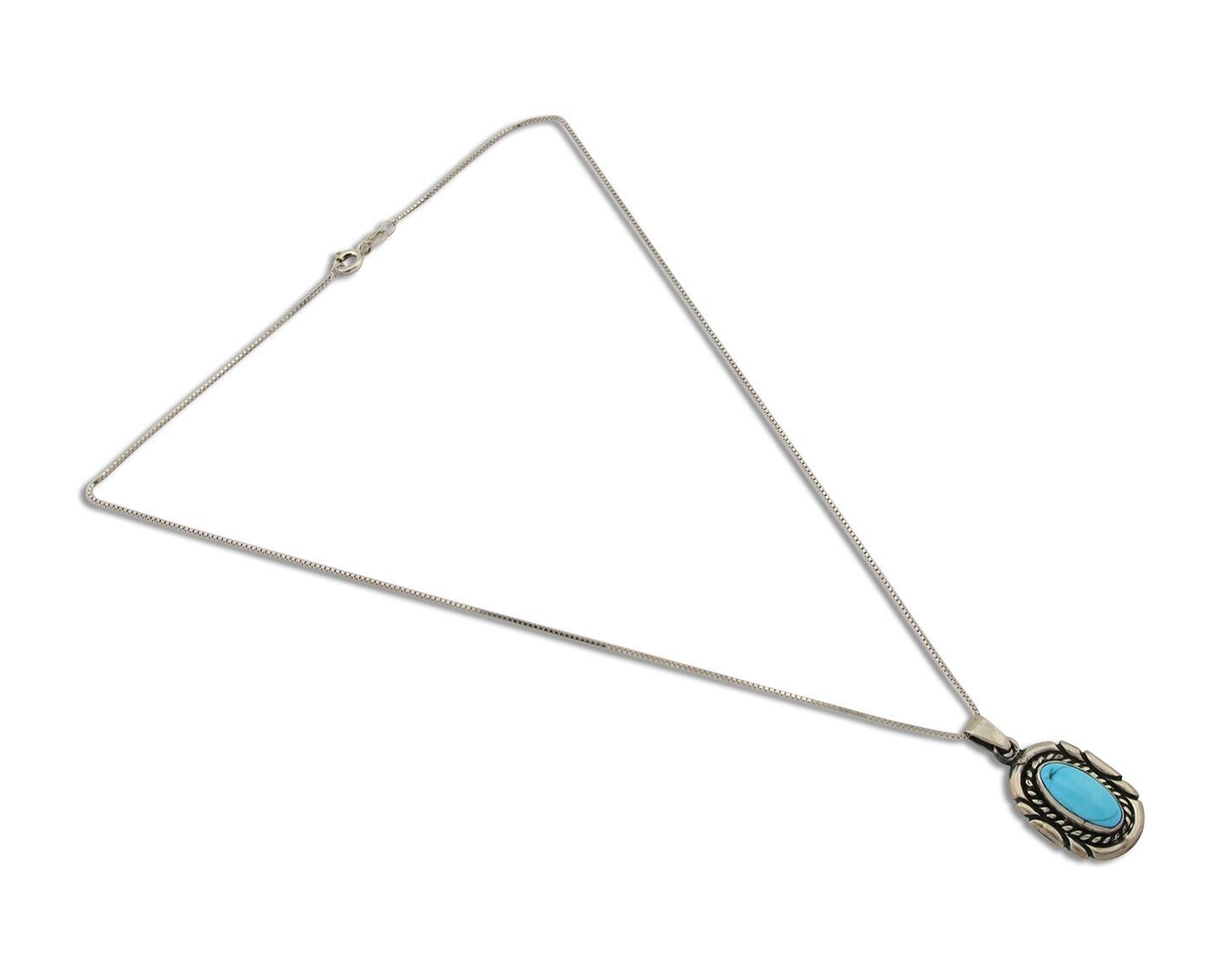 Navajo Necklace 925 Silver Natural Turquoise Artist M Montoya C.80's