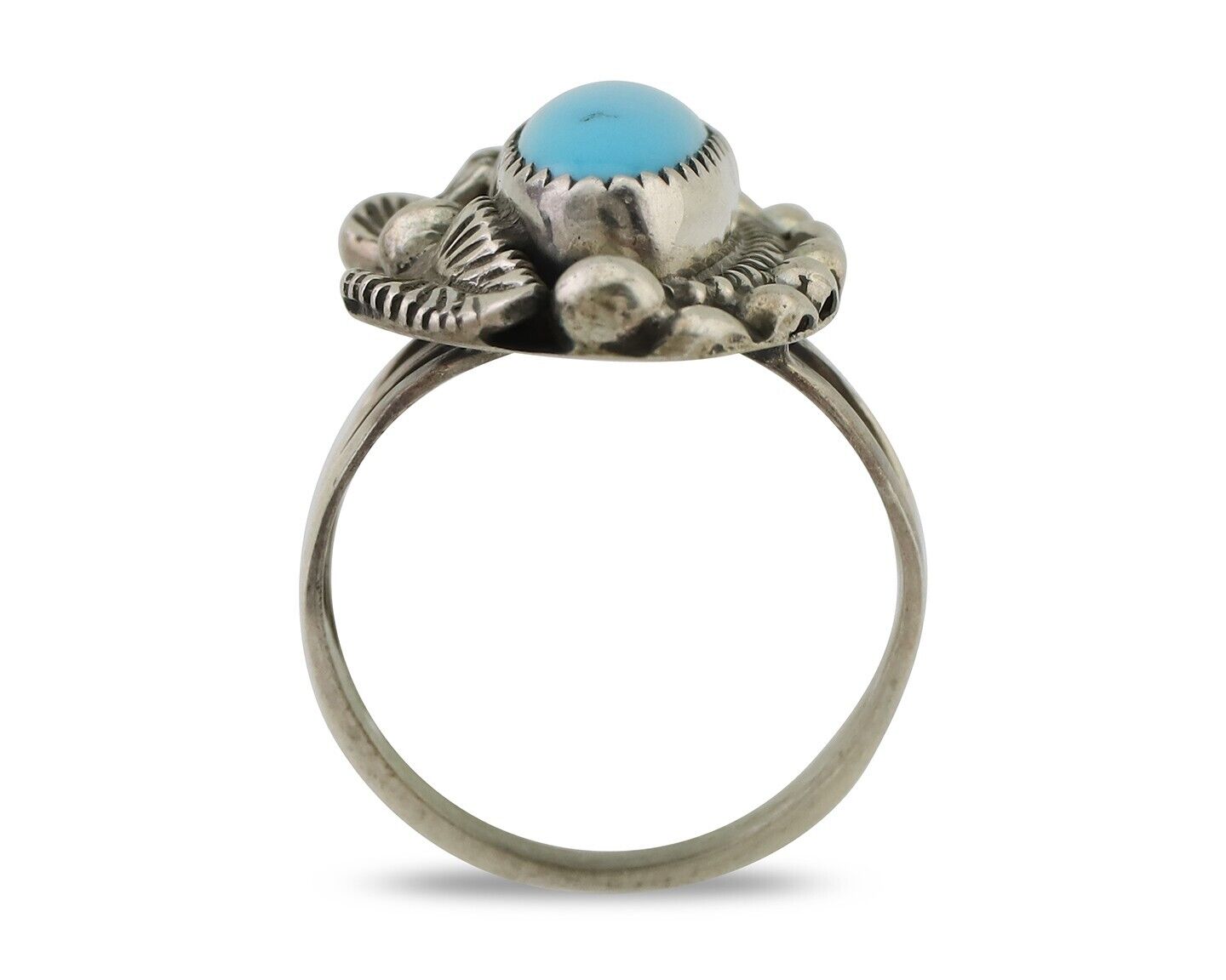 Navajo Ring 925 Silver Kingman Turquoise Artist Signed SC Size 6.0 C.80's