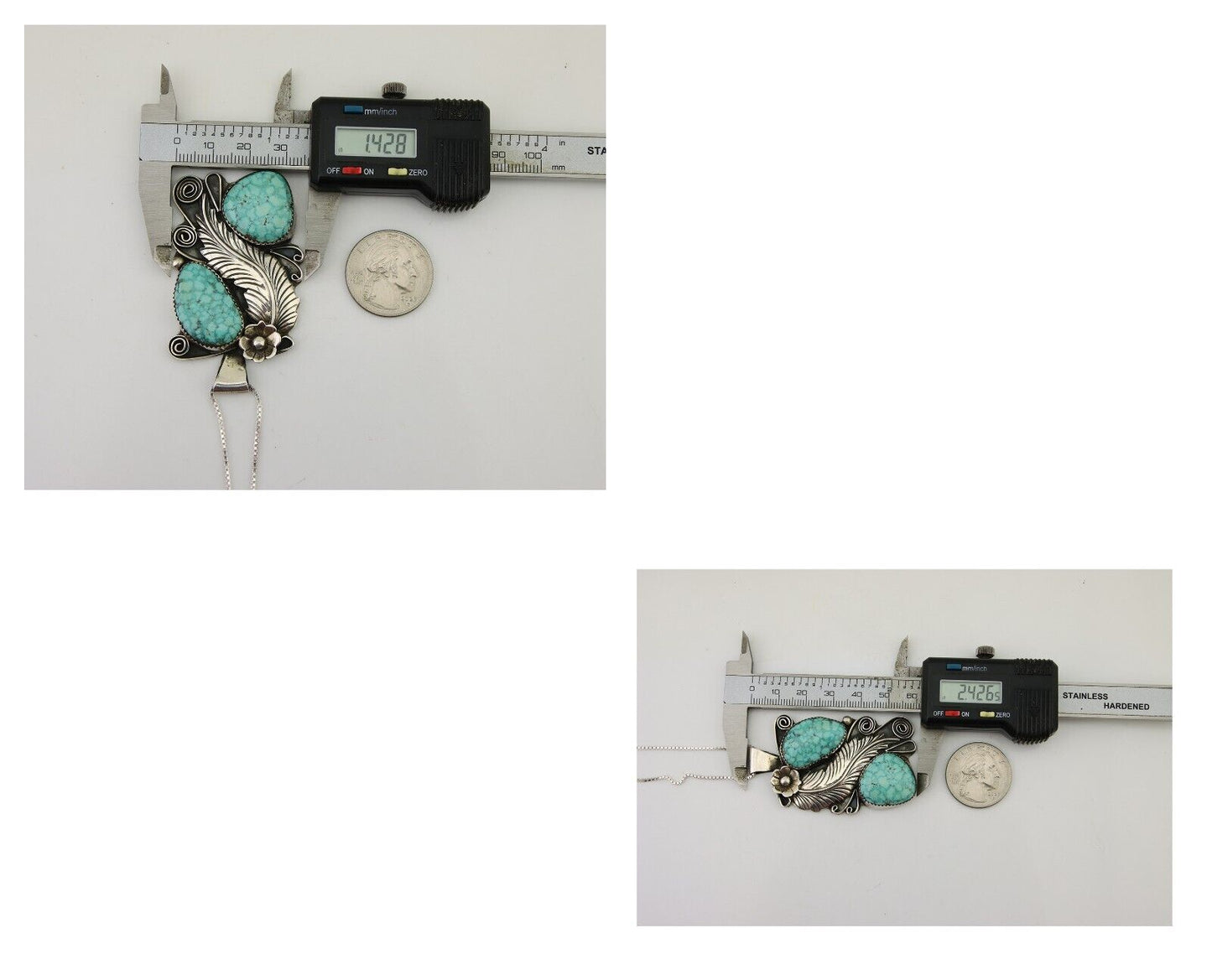 Navajo Necklace 925 Silver Natural Turquoise Artist Signed M Thomas C.80's