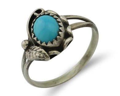 Navajo Handmade Ring 925 Silver Sleeping Beauty Turquoise Artist Signed SC C80s