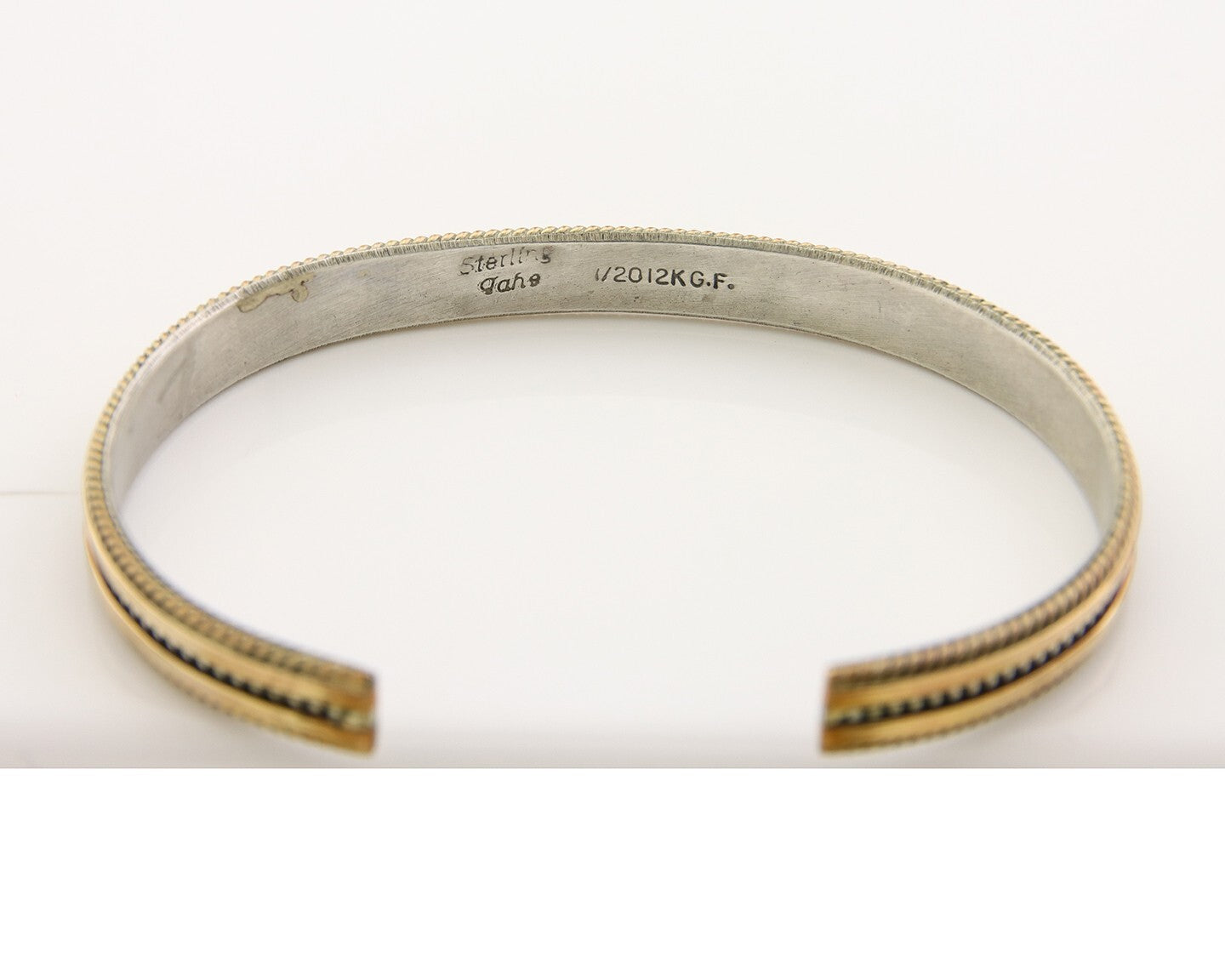 Navajo Bracelet 925 Silver & 12K Gold Cuff Artist Signed TAHE C.80's