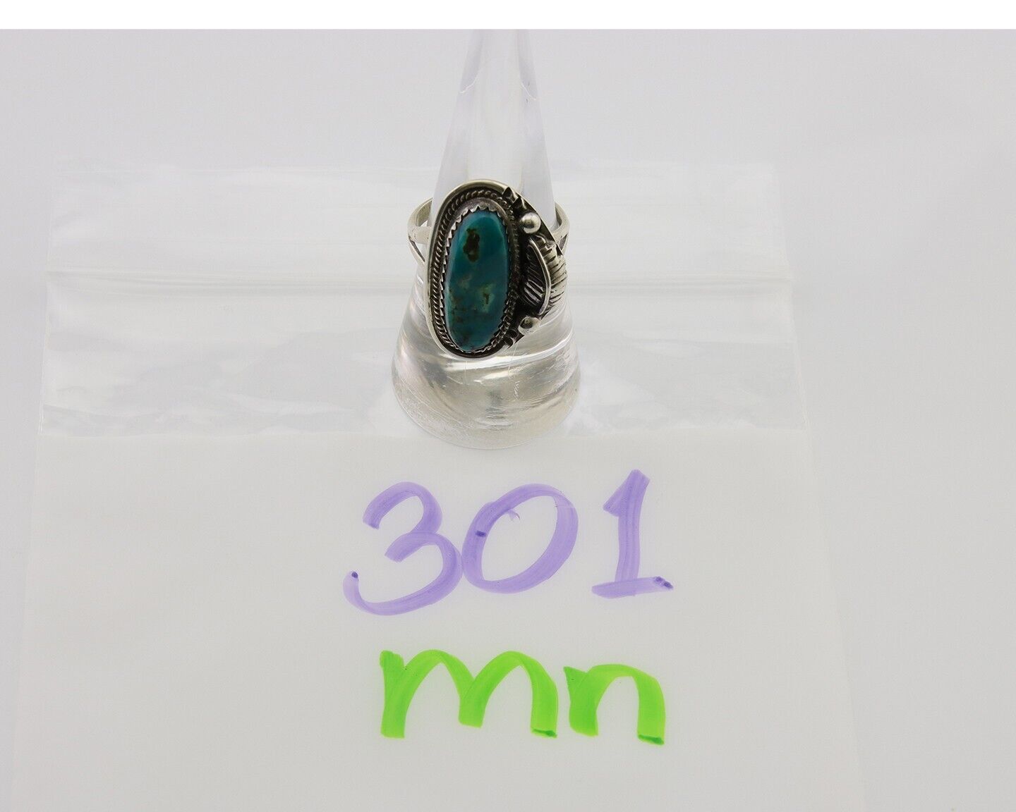 Navajo Ring 925 Silver Natural Blue Turquoise Native American Artist C.80's