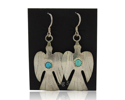Navajo Thunderbird Earrings 925 Silver Natural Turquoise Native Artist C.80's