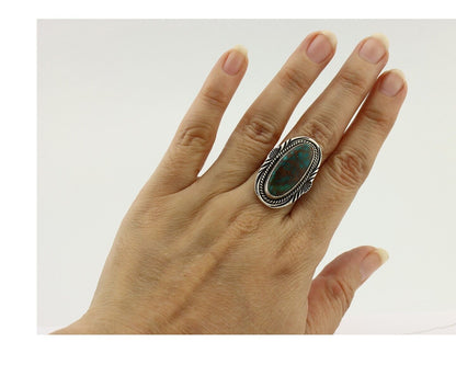 Navajo Ring 925 Silver Natural Turquoise Artist Signed M Begay C.80's