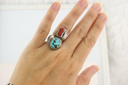 Vintage Navajo Ring 925 Sterling Natural Gemstones Signed Pauline Begay Size 5