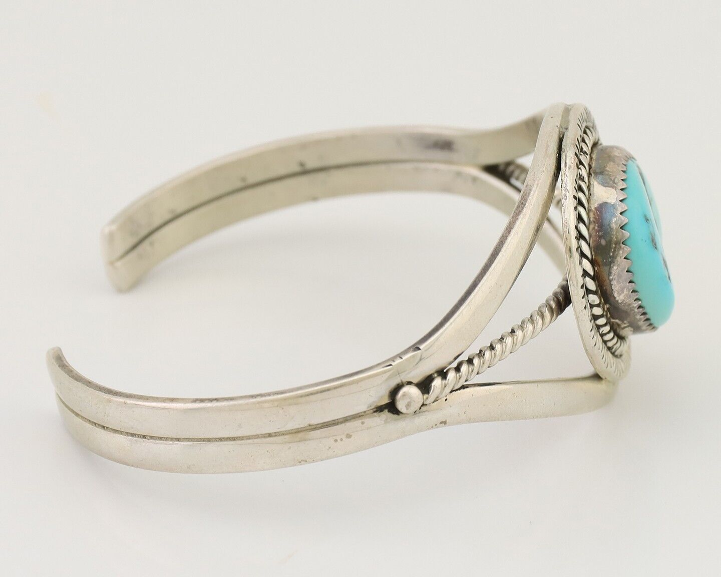 Navajo Cuff Bracelet 925 Silver Natural Blue Turquoise Native American C.80's