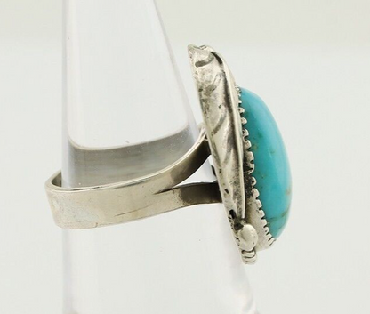 Navajo Ring 925 Silver Natural Blue Turquoise Native American Artist C.80's