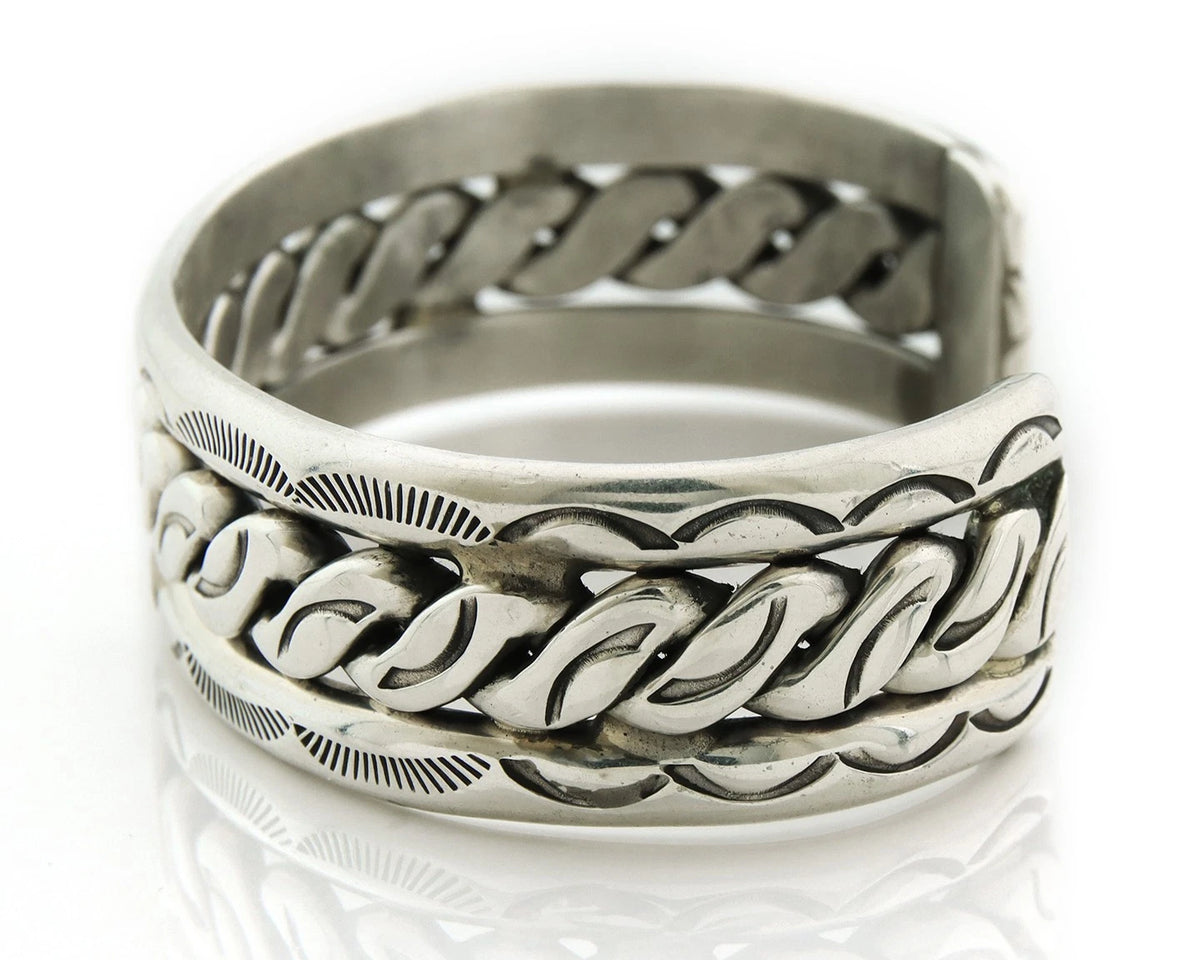 Navajo Cuff Bracelet 925 Sterling Silver Vintage Hand Stamped