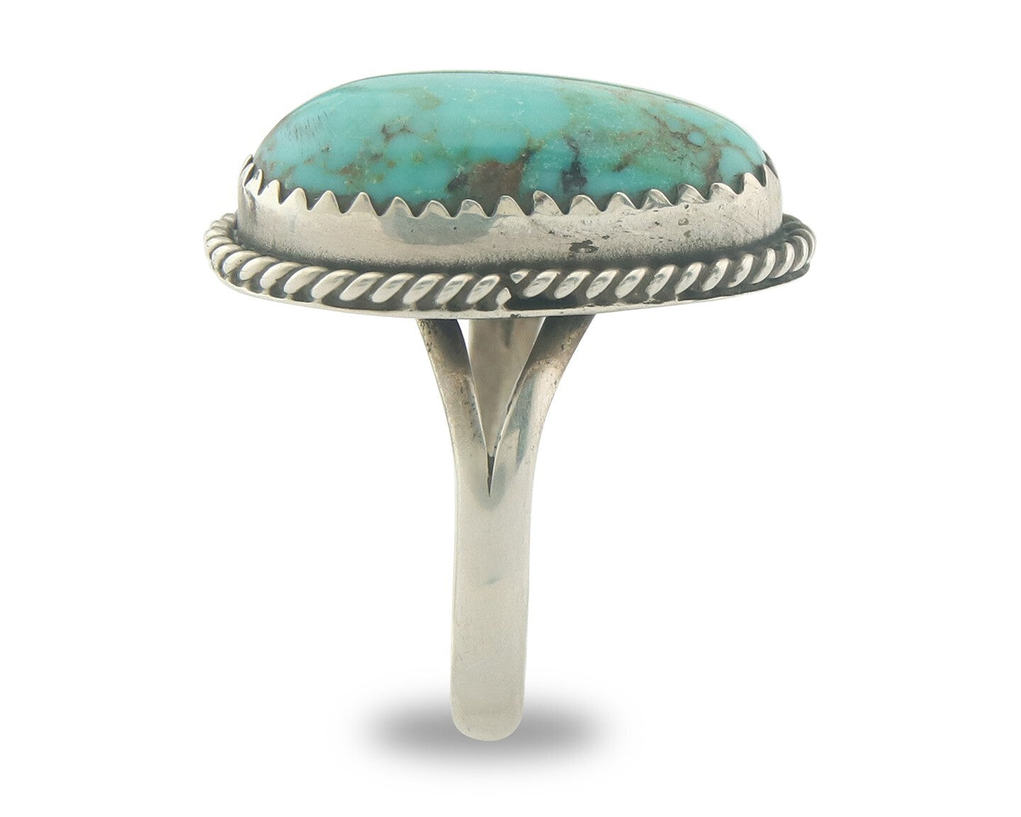 Vintage Navajo Ring 925 Sterling Authentic Santa Rita Turquoise Size 5.5