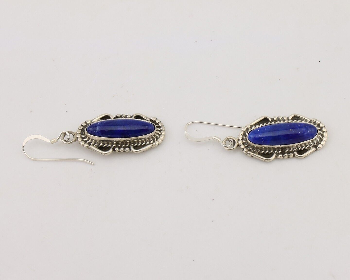 Navajo Dangle Earrings 925 Silver Lapis Lazuli Native American Artist C.80's