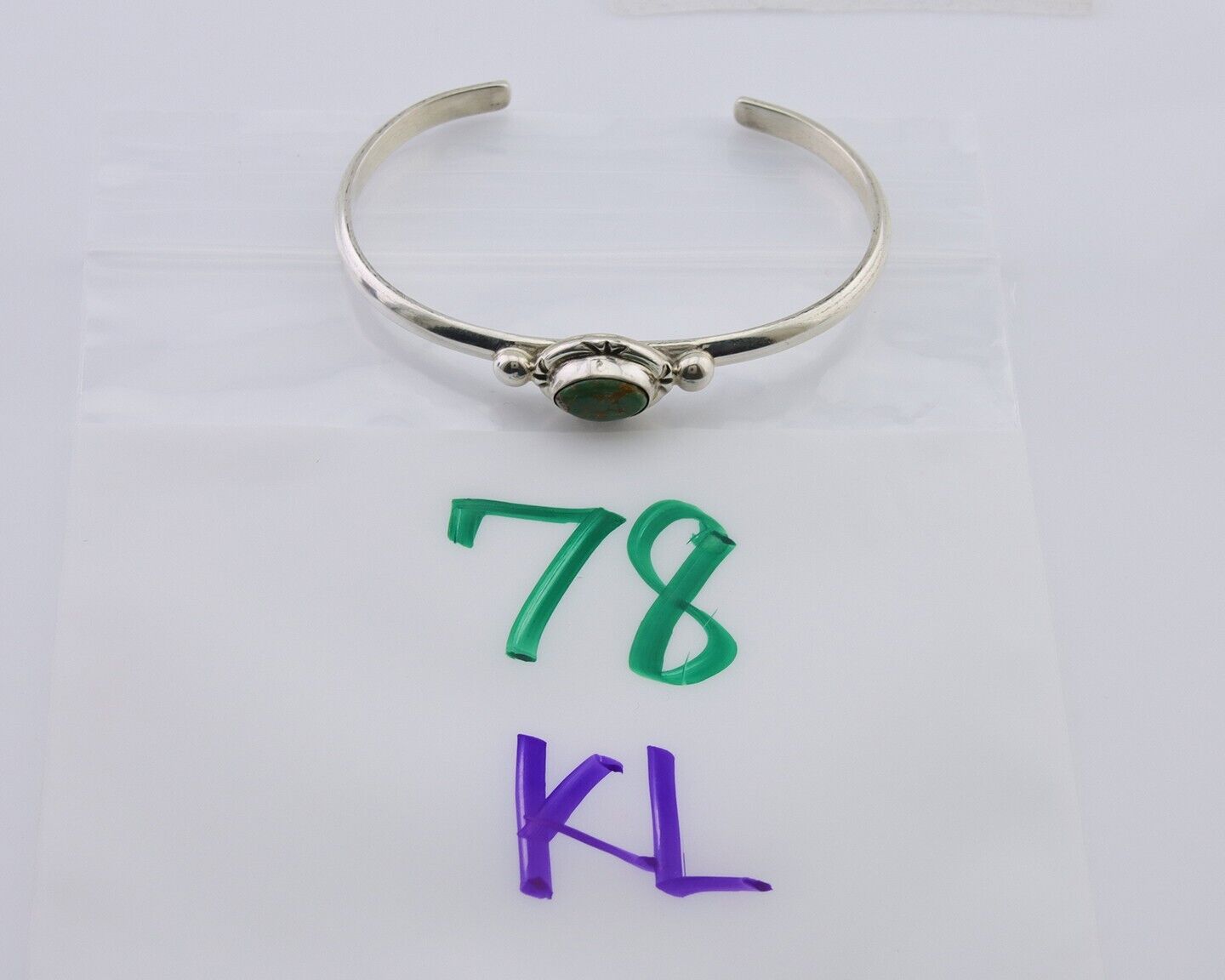 Navajo Bracelet 925 Silver Natural Turquoise Native American Artist C.80's