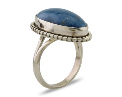 Navajo Handmade Ring 925 Silver Blue Denim Lapis Artist Signed M C.80's