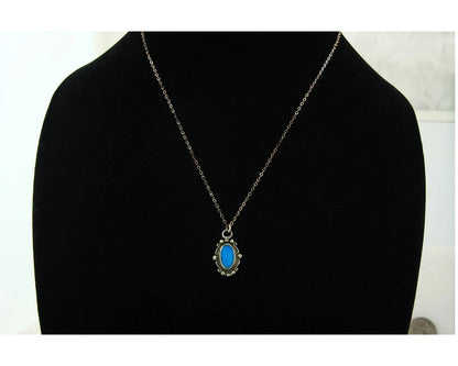 Navajo Necklace Sterling Silver Natural Blue Turquoise Handmade Vintage