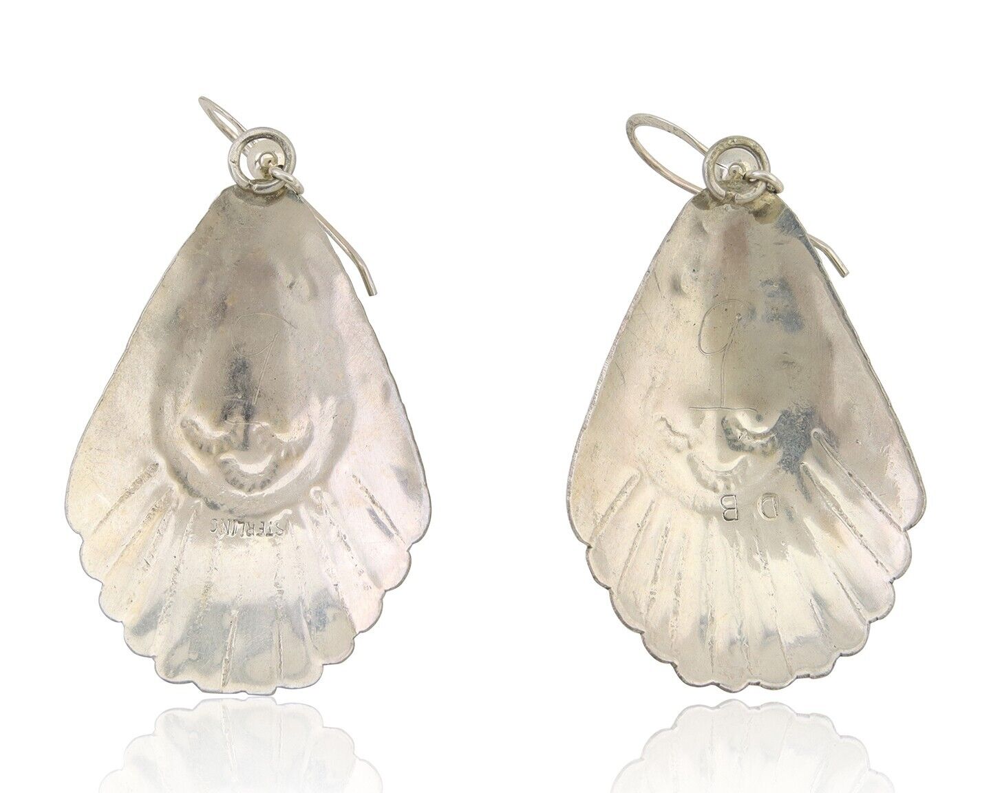 Navajo Earrings 925 Silver Turquoise Artist Signed Dean Brown C.80's