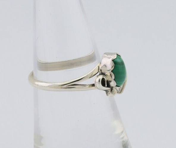 Navajo Handmade Ring 925 Silver Natural Malachite Native Artist Size 6.0 C.80's