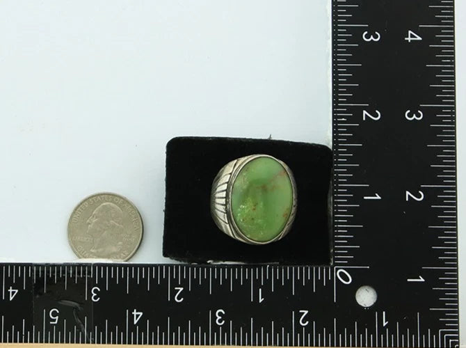 Men Navajo Ring Sterling Silver Turquoise Vintage Signed TZ Size 12.5