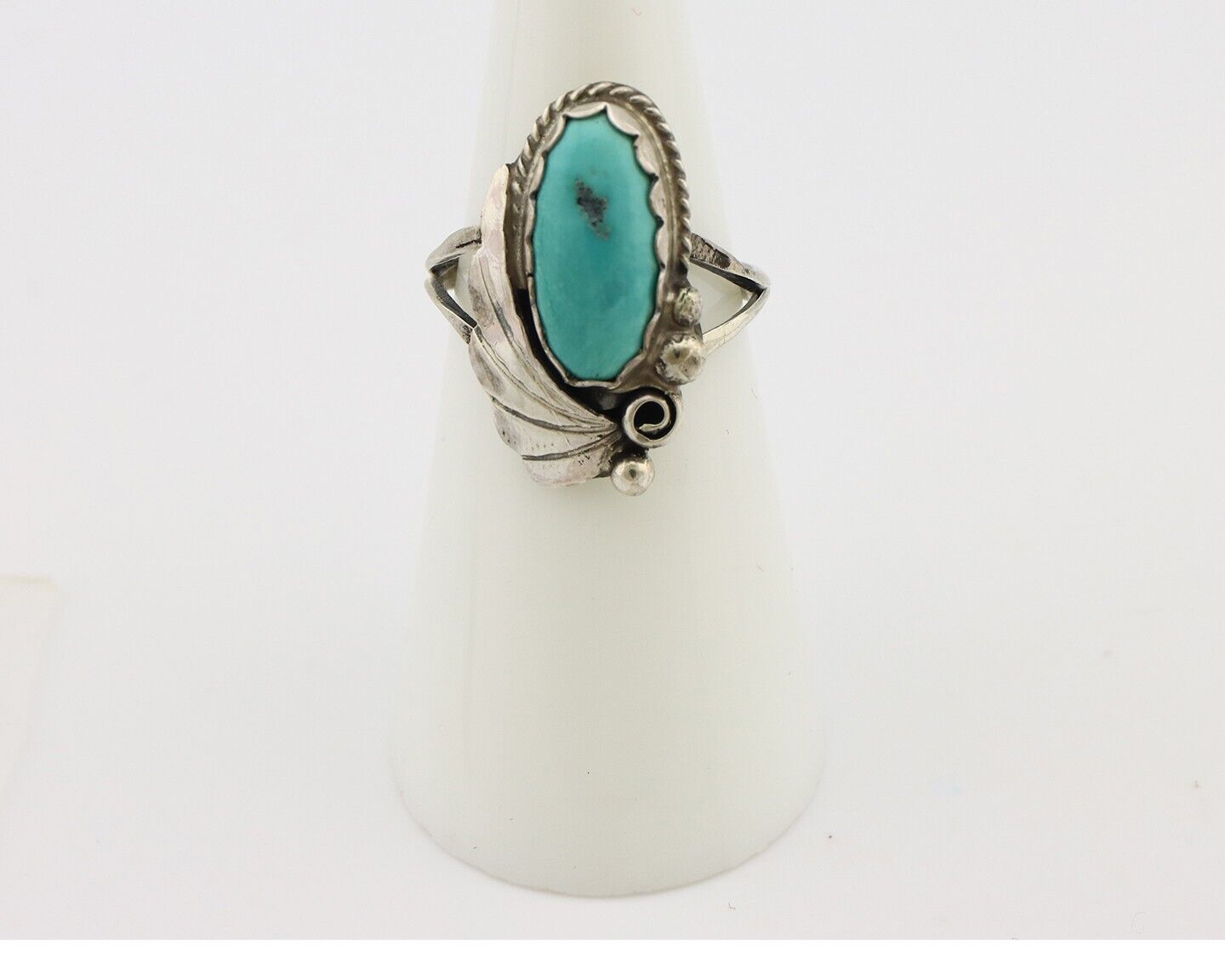 Navajo Ring 925 Silver Sleeping Beauty Turquoise Artist Signed Justin Morris C80