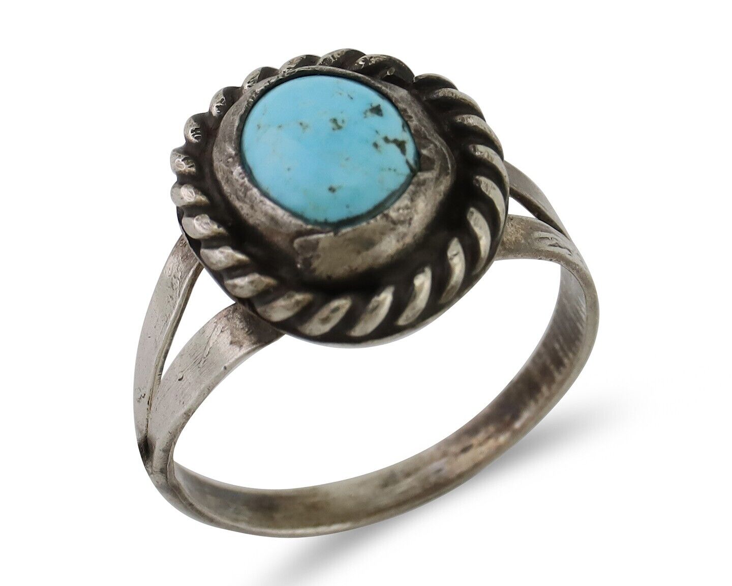 Navajo Ring 925 Silver Kingman Turquoise Native American Artist C.80's