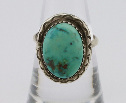 Navajo Ring 925 Silver Natural Turquoise Native American Artist C.80's