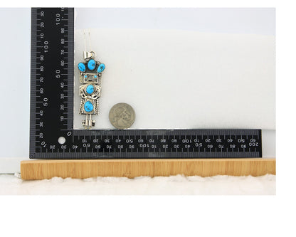 Navajo Kachina Necklace Sterling Silver Natural Turquoise Vintage Signed