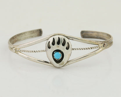 Navajo Paw Bracelet 925 Silver Blue Turquoise Native American Artist C.80's