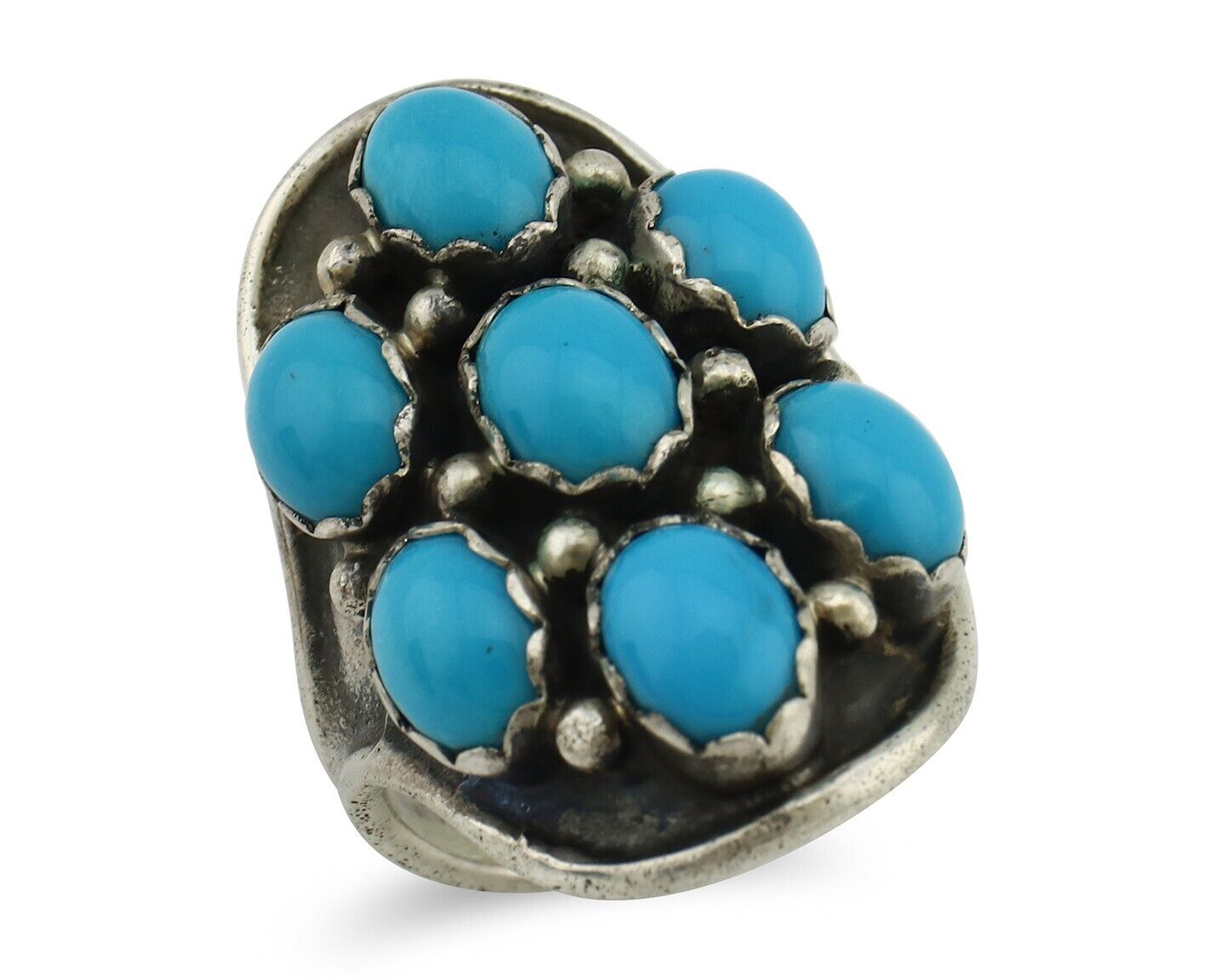 Navajo Ring 925 Silver Sleeping Beauty Turquoise Native American Artist C.80's