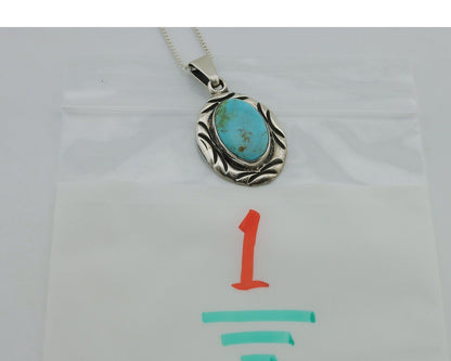 Navajo Necklace 925 Silver Kingman Turquoise Signed C Montoya C.80s