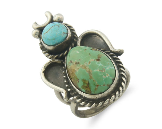 Vintage Navajo Ring 925 Sterling Authentic Turquoise Artist Signed Size 7.75