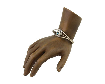 Navajo Paw Bracelet 925 Silver Blue Turquoise Native American Artist C.80's