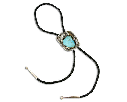 Navajo Artist Signed G Large Natural Mined Turquoise & Claw .925 Silver Bolo