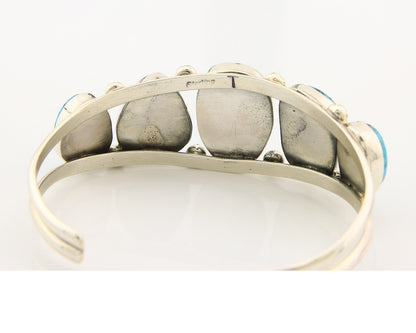 Navajo Bracelet Sterling Silver Handmade Turquoise Artist Signed TAHE