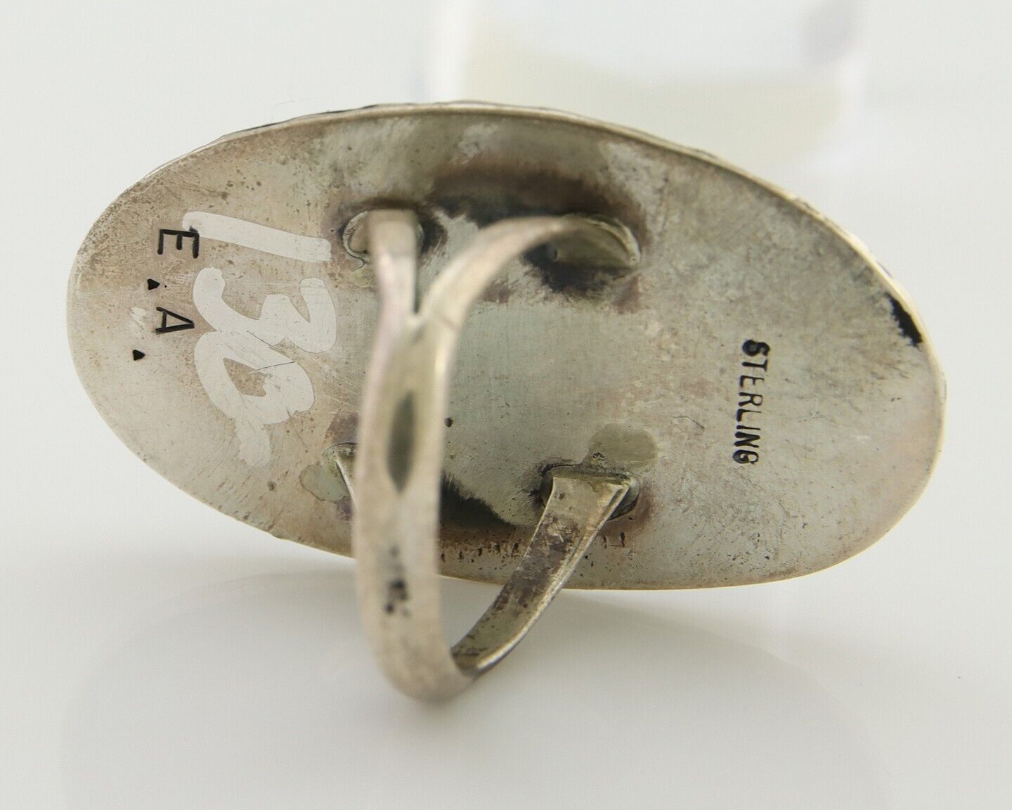 Navajo Ring 925 Silver Damele Turquoise Artist Siged E. A. C.80's