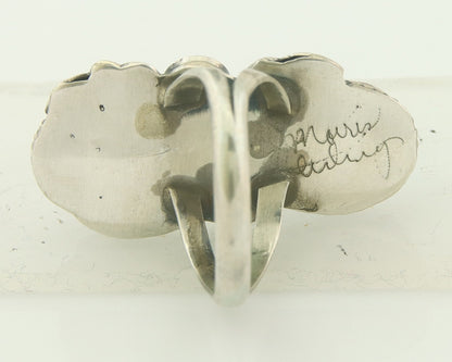 Vintage Navajo Ring 925 Sterling Natural Gemstones Signed Justin Morris Sz 5.0