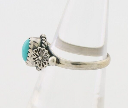 Navajo Ring 925 Silver Kingman Turquoise Native American Artist Made In 1985