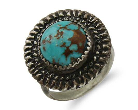 Navajo Handmade Ring 925 Silver Nevada Turquoise Native Artist C.80's