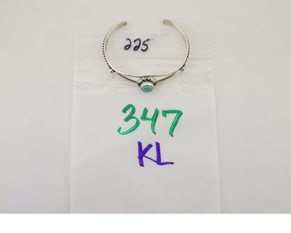 Navajo Bracelet 925 Silver Blue Turquoise Artist Signed Gecko C.80's