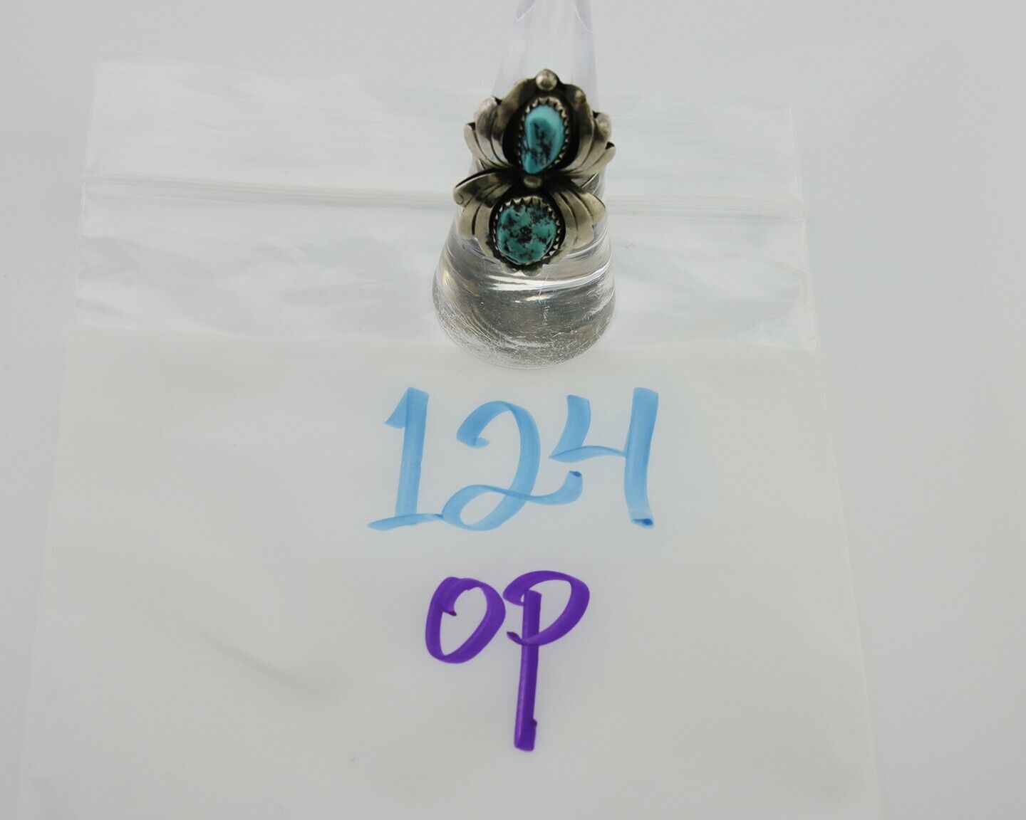 Navajo Ring 925 Silver Sleeping Beauty Turquoise Native American Artist C.80's