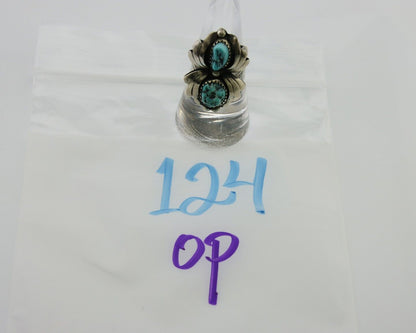 Navajo Ring 925 Silver Sleeping Beauty Turquoise Native American Artist C.80's