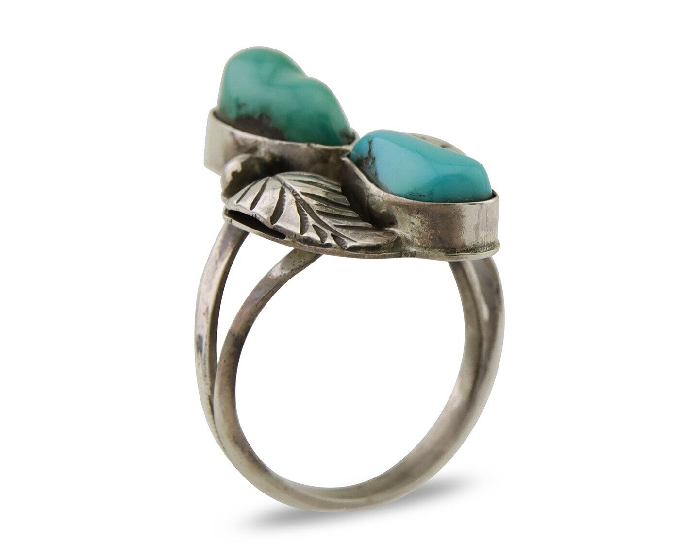 Navajo Ring 925 Silver Natural Blue Turquoise Native American Artist C.80's
