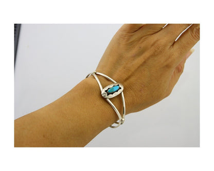 Navajo Cuff Bracelet 925 Silver Turquoise Cuff Artist Signed IJC C.80's