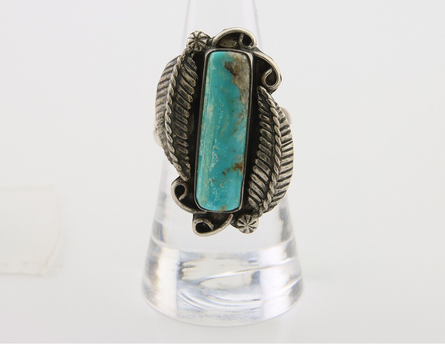 Navajo Handmade Ring 925 Silver Natural Turquoise Native Artist C.80's