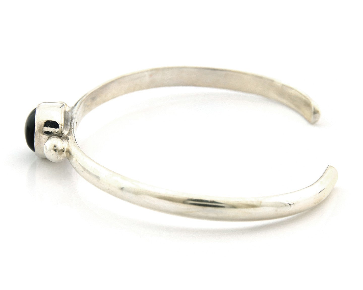 Navajo Cuff Bracelet Sterling Silver Natural Mined Black Onyx Native Artist