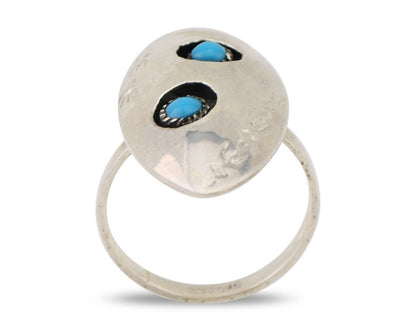 Navajo Ring 925 Silver Natural Blue Turquoise Native American Artist C.80's